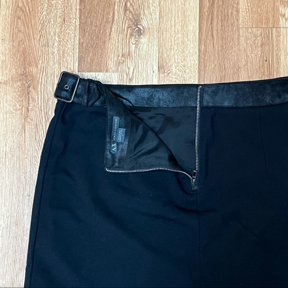 Armani Exchange Black Faux Suede/Knit Wrap Mini Skirt w/ Buckle Detail - Picture 6 of 9